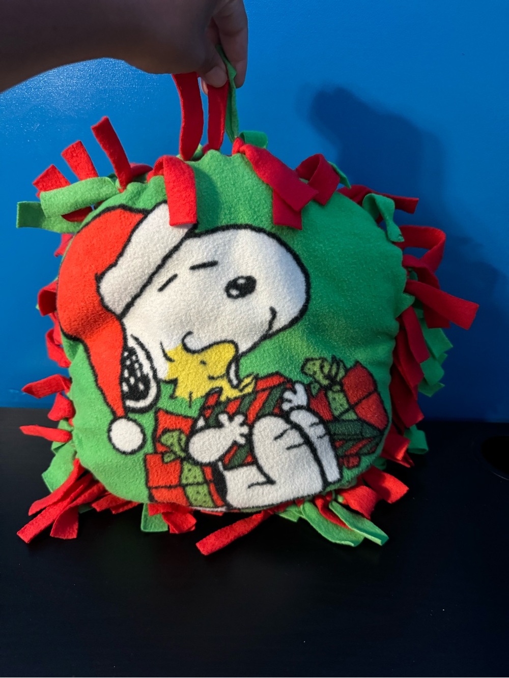 Peanuts Snoopy Plush Pillow in Green, Red & White